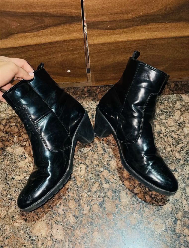 Black Patent Ankle Boots