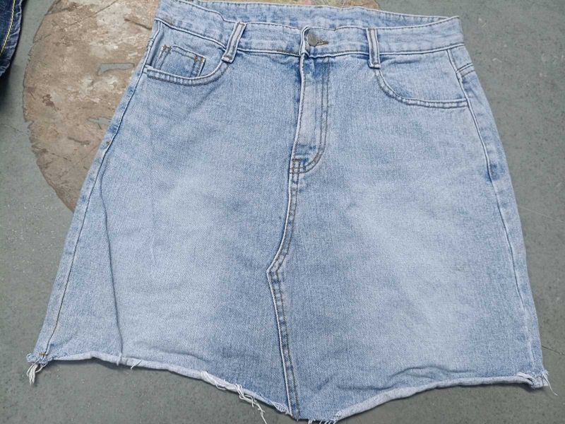 Light Wash Denim Mini Skirt