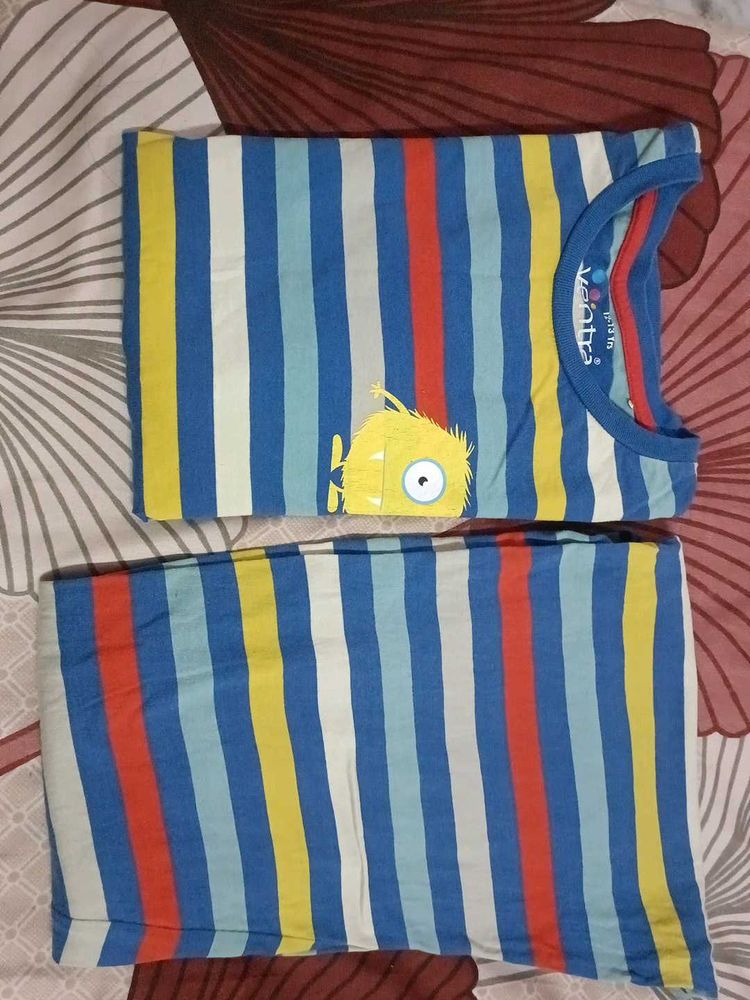 Cute Monster Striped Pajama Set,jeans ,t- shirt