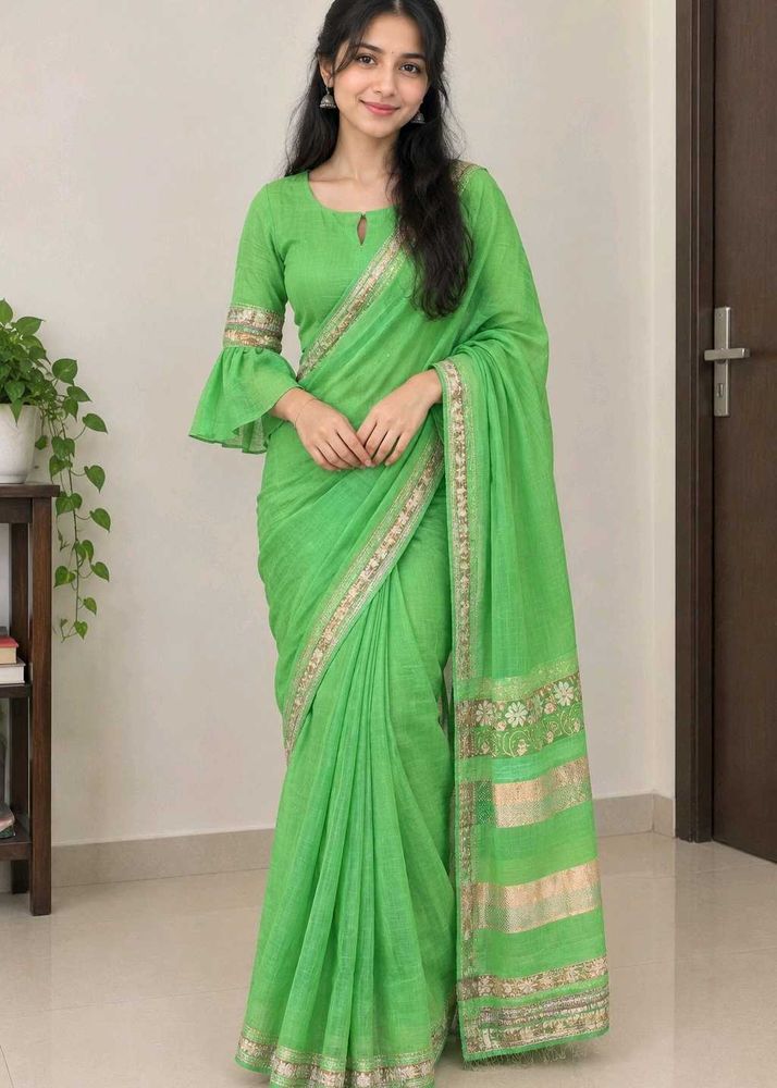 Green saree with blouse