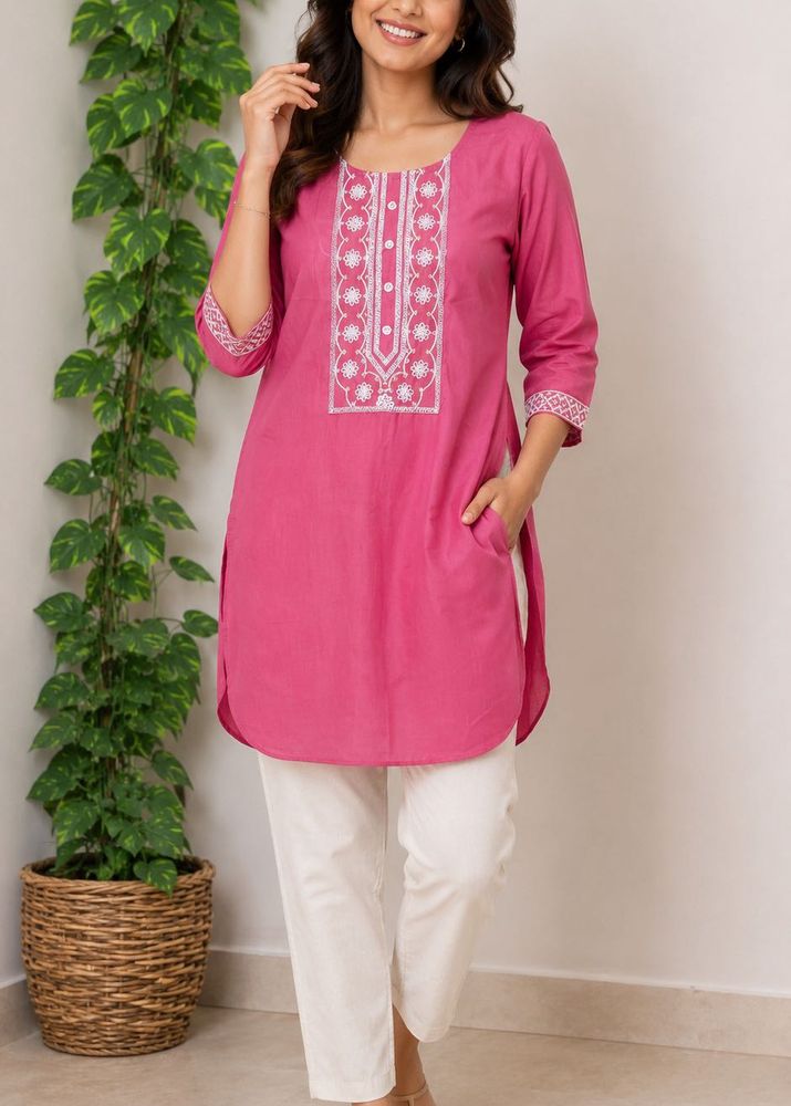 Vibrant Pink Embroidered Kurta