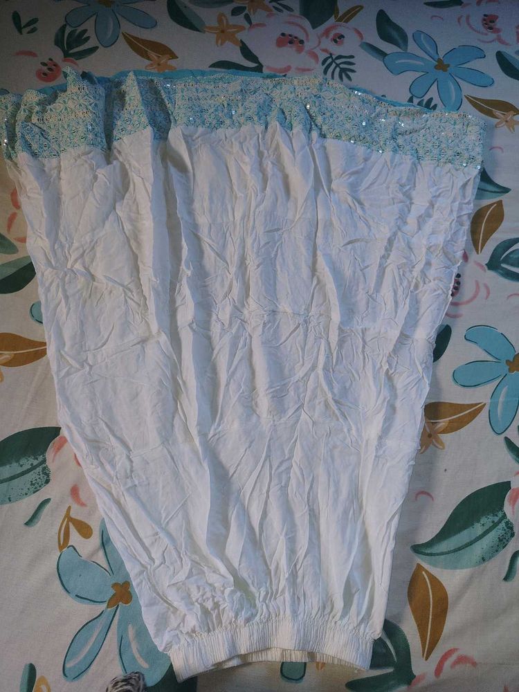 White Palazzos with Sequined Border
