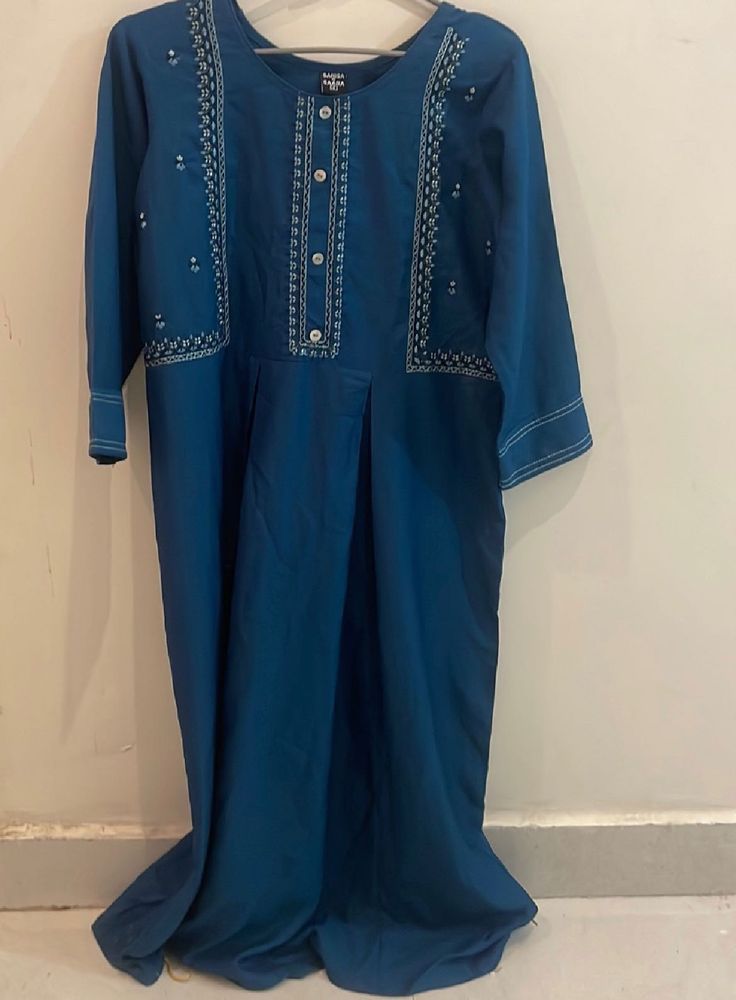Teal Embroidered Kurti Dress