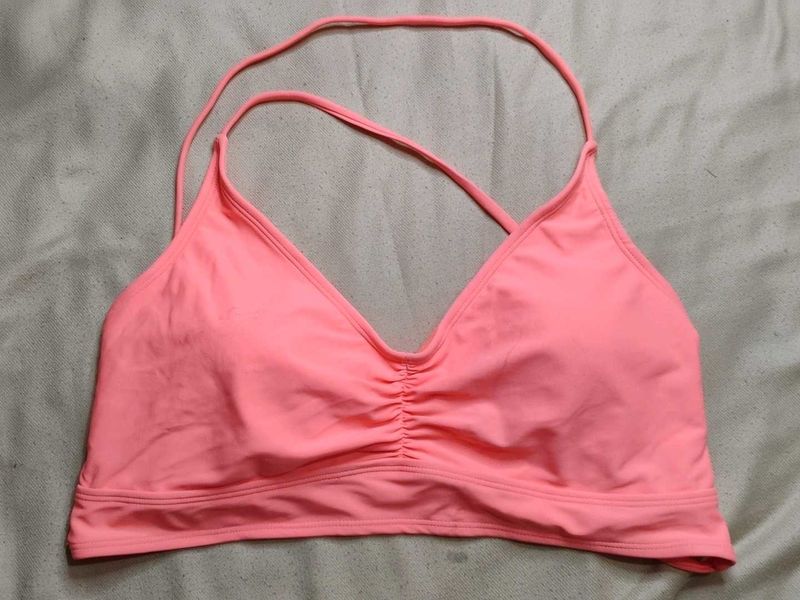 Peach Bra with Criss-Cross Straps