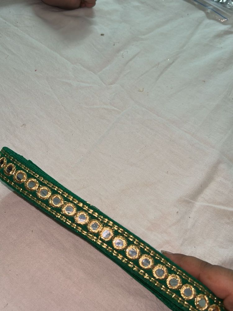 Embellished Green Dupatta Border