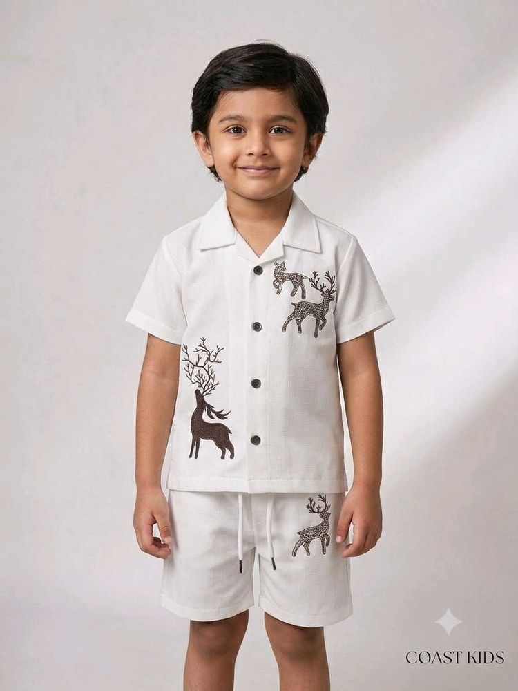 Boy's Premium White Textured Cotton Shirt