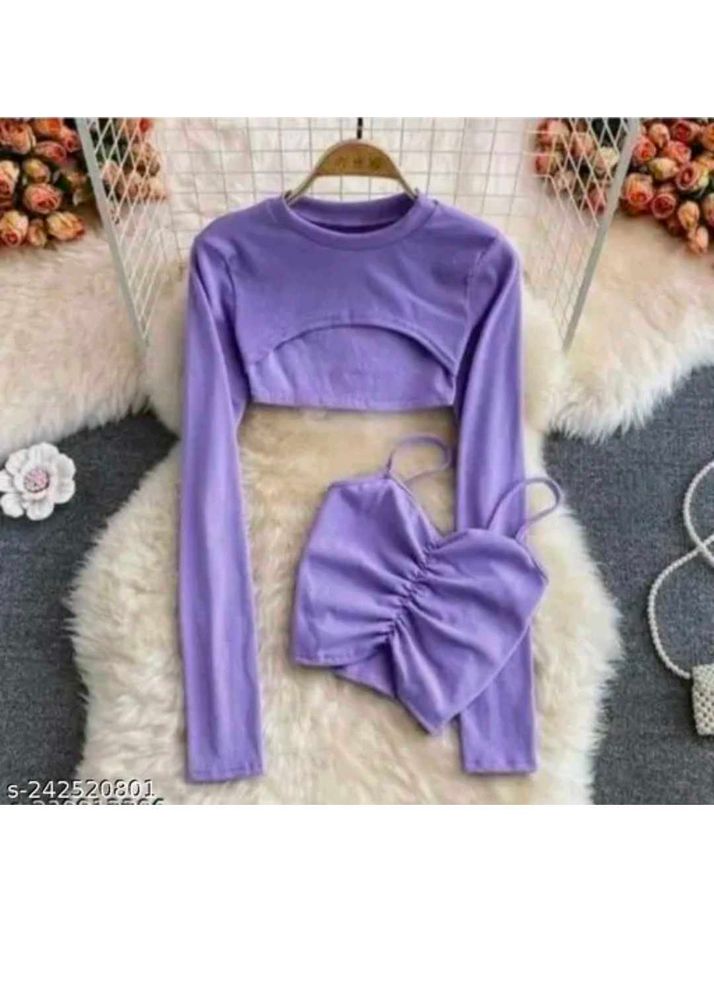 Cute Lilac Two-Piece Top Set