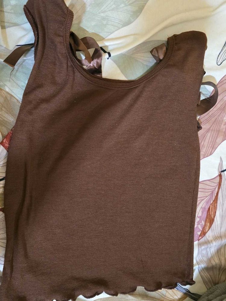 Brown Tie-Strap Top