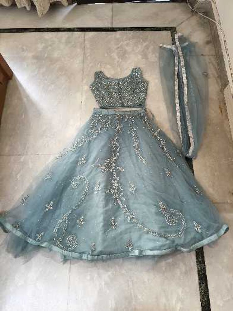 Elegant Blue Embellished Lehenga Choli.