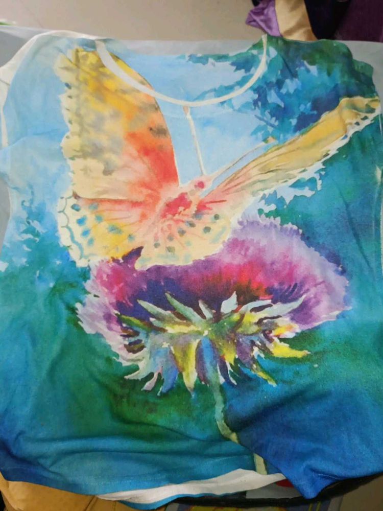 Vibrant Butterfly &amp; Flower Print T-Shirt