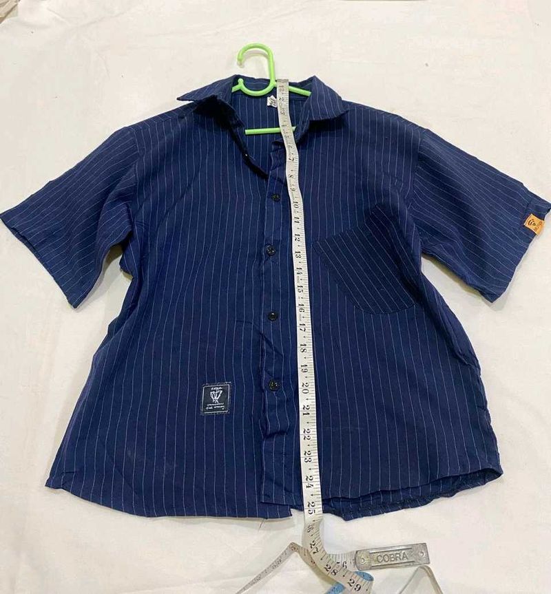 Navy Blue Striped Shirt