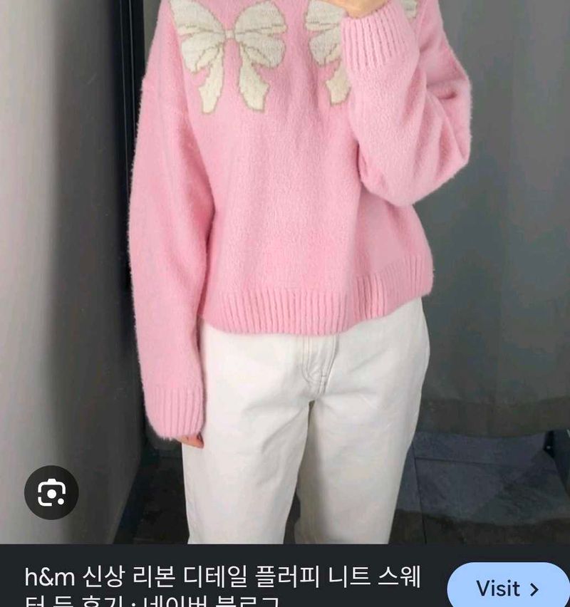 Pink Bow Detail korean Knit Sweater top