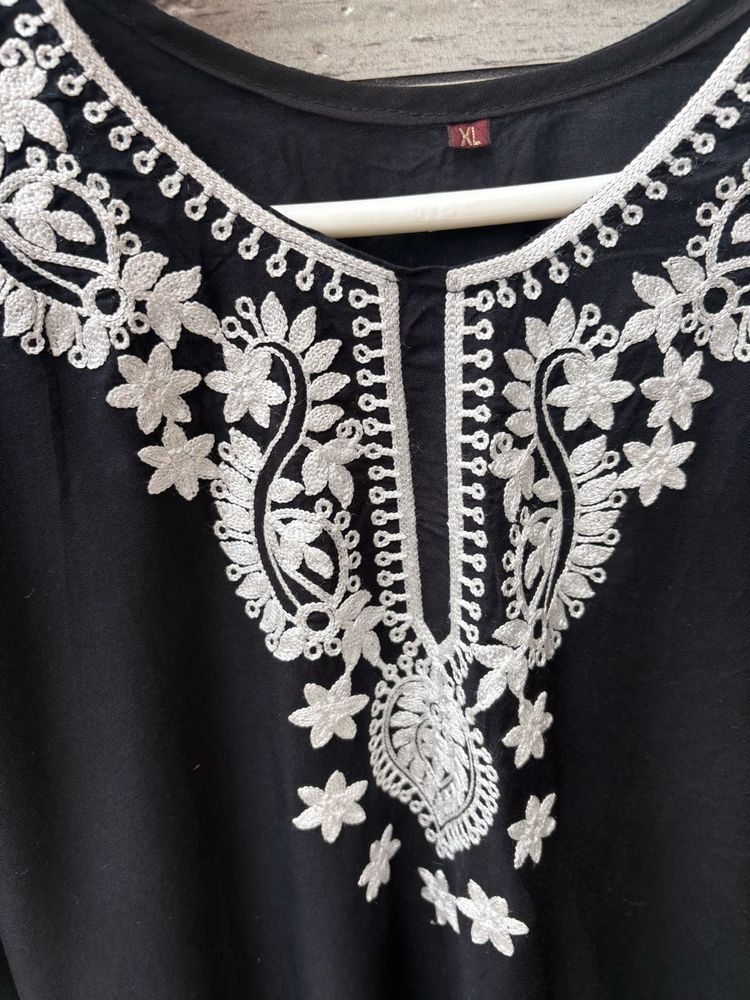 Embroidered Black Kurta