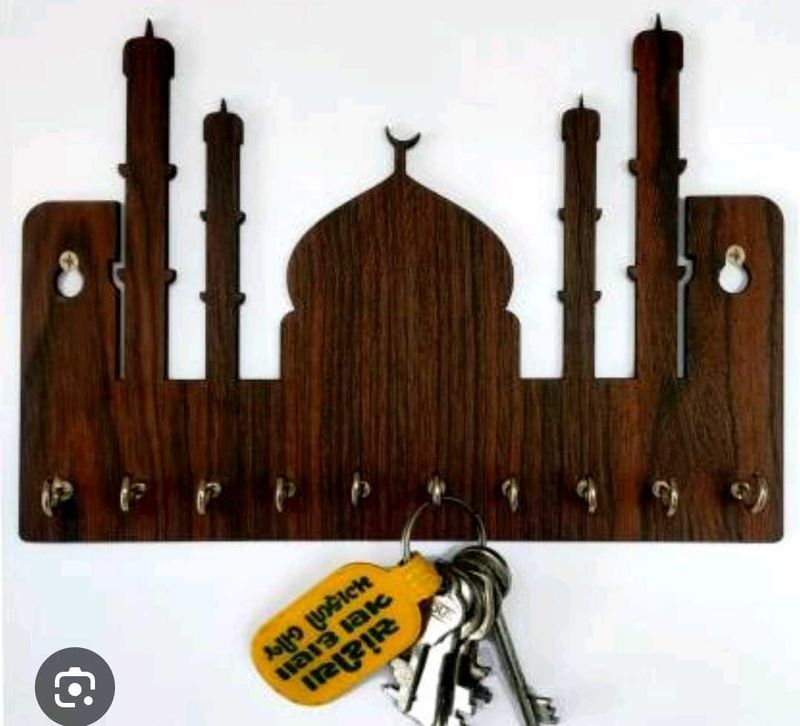 Mosque Design Wooden Key Holder 10 hooks