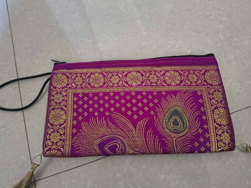 Ethnic Peacock Feather Clutch