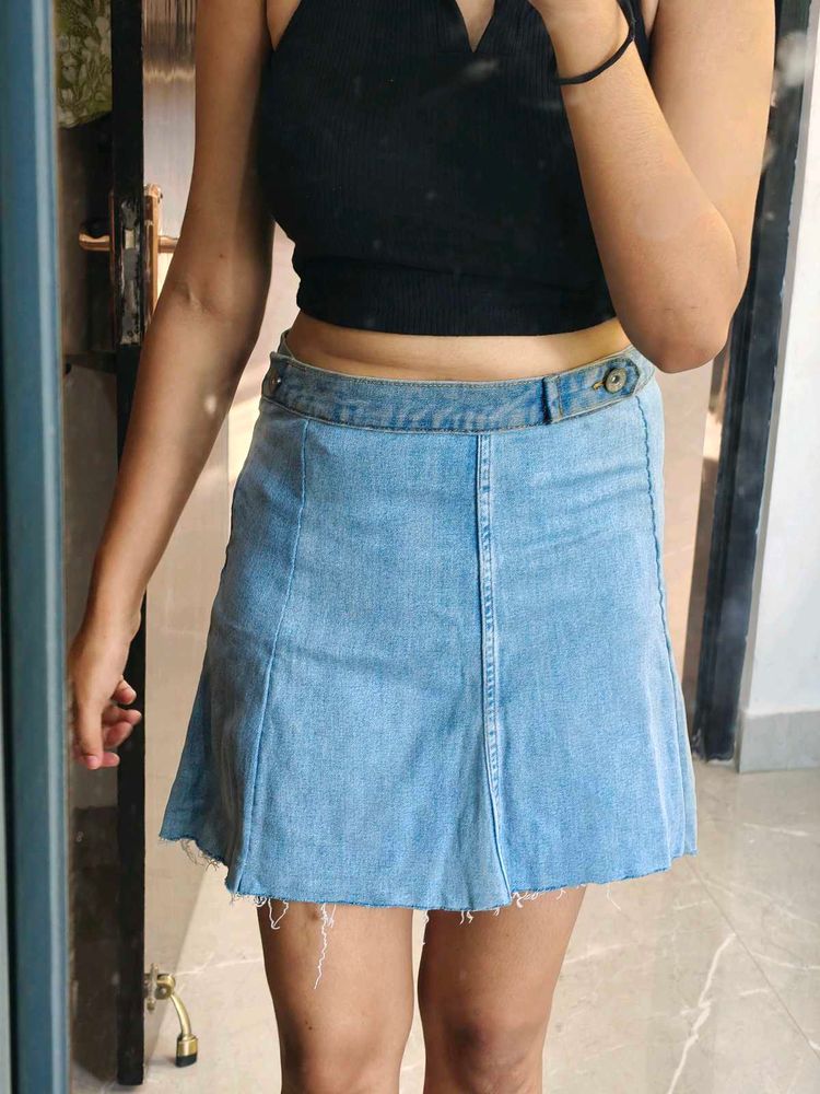 Light Wash Denim Mini Skirt