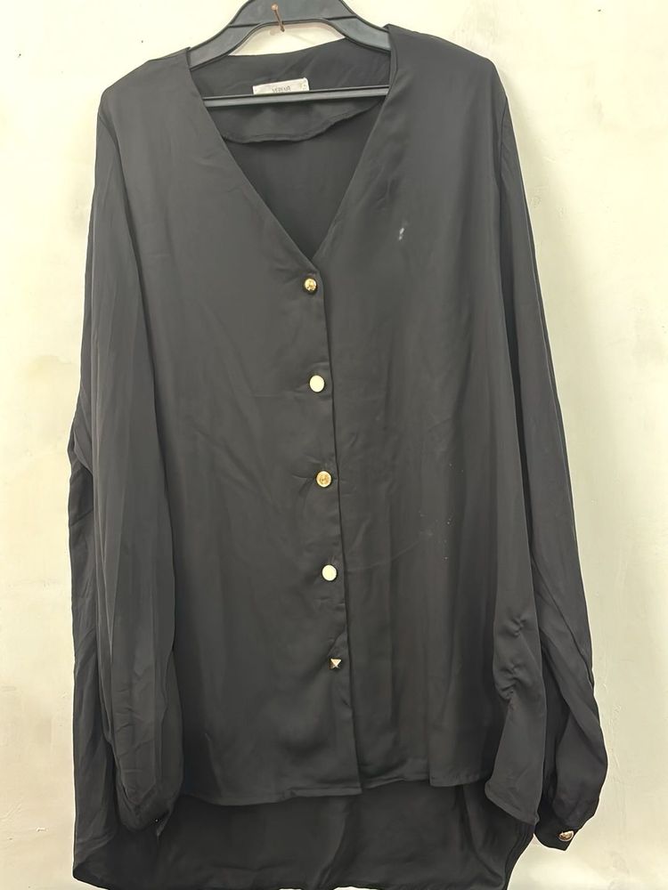 Elegant Black Button-Up Blouse