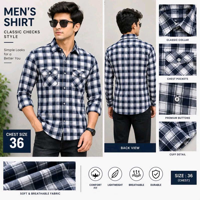 Classic Check Men's Shirt with FREE T SHIR