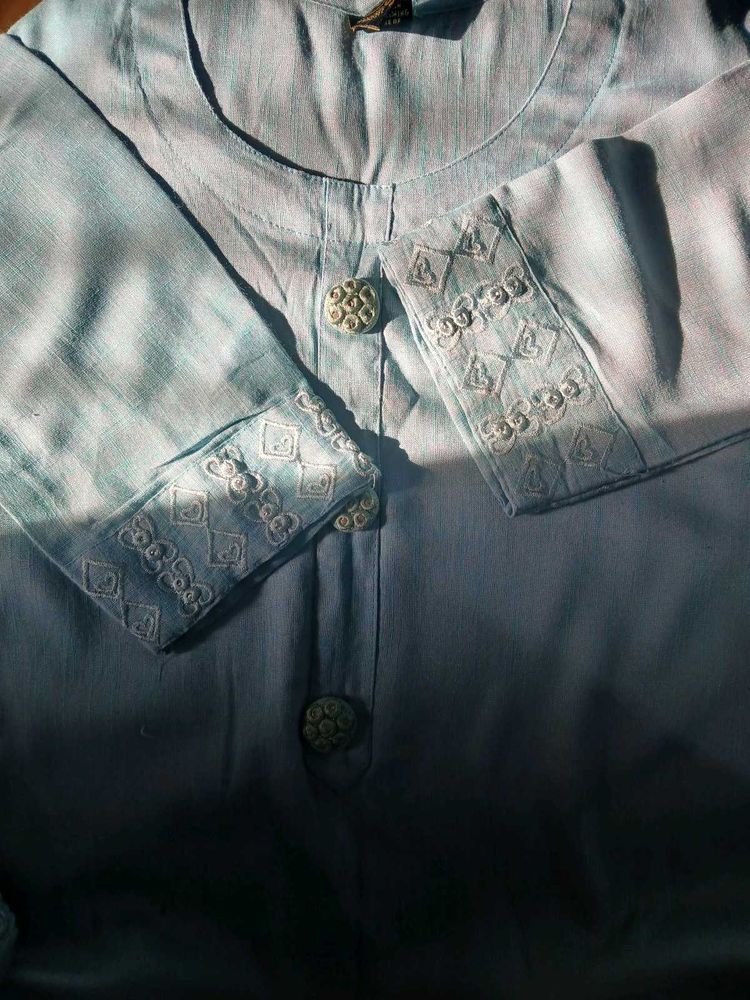 Elegant Light Blue Embroidered Kurta
