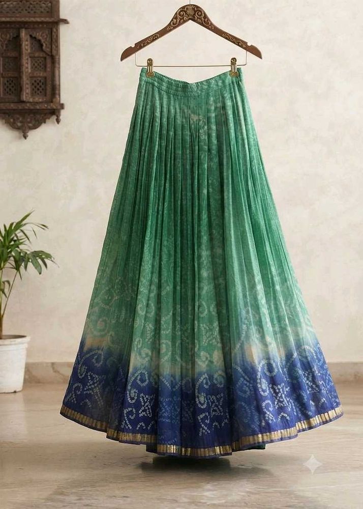 Green Ombre Bandhani Skirt