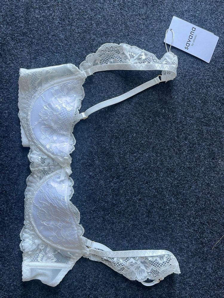 Savana Lace Trim White Bra