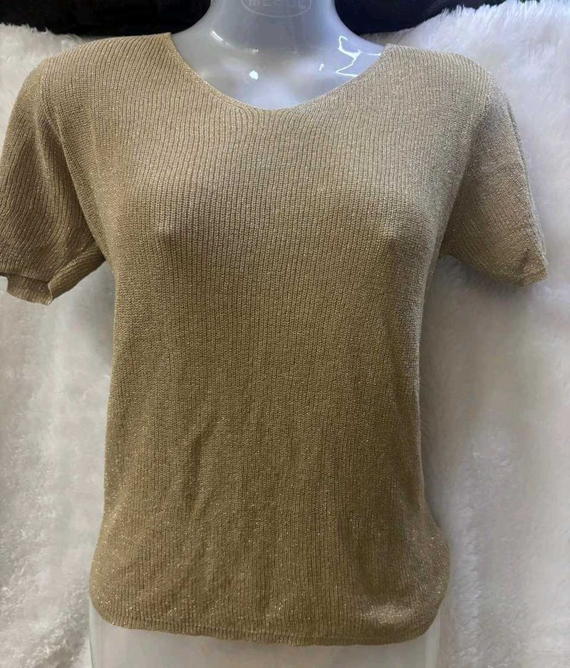 Sparkly Gold Knit Top
