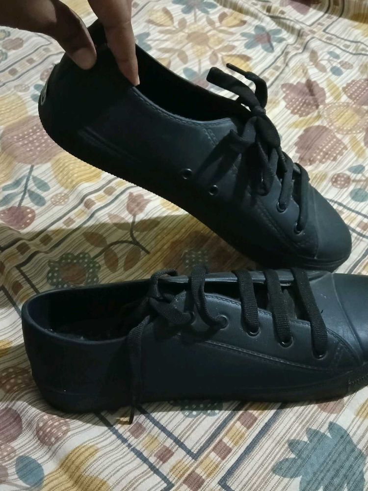 Classic Black Lace-Up Sneakers
