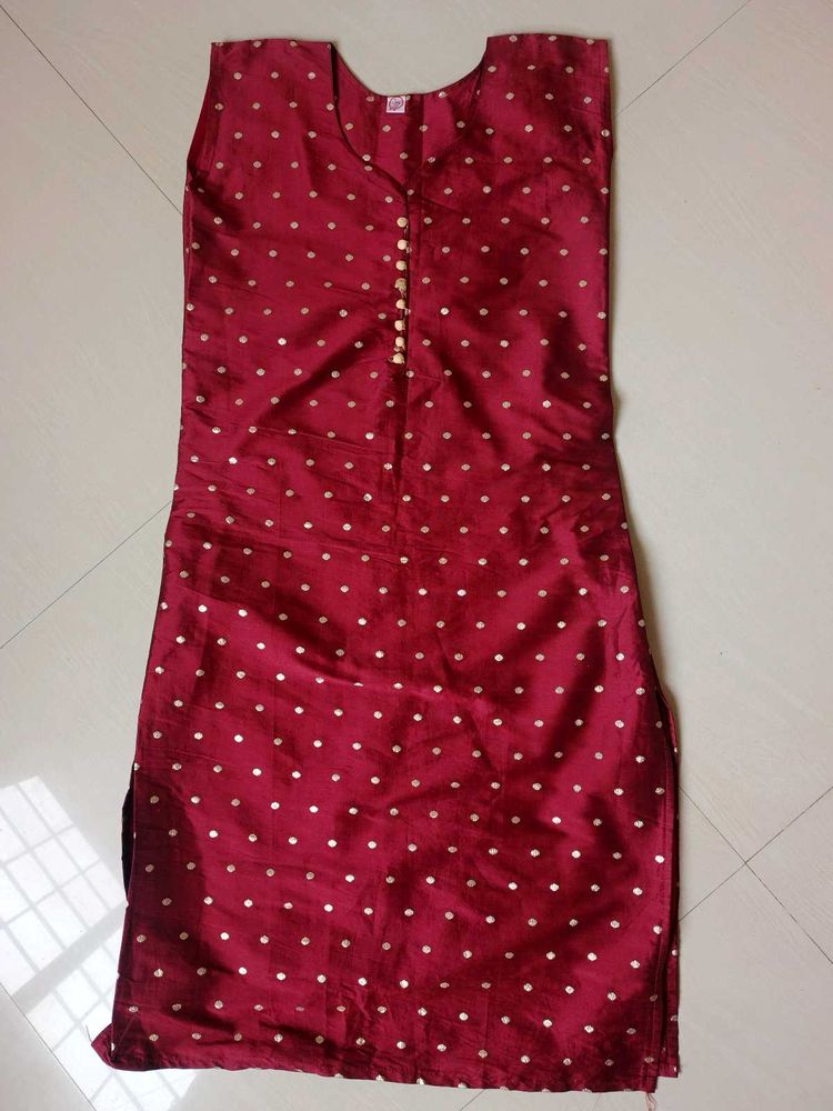 Maroon Polka Dot Kurta