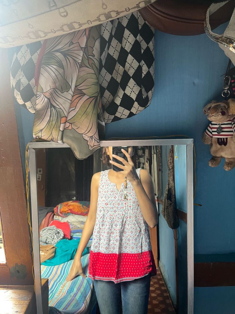 Red &amp; White Casual Tank Top