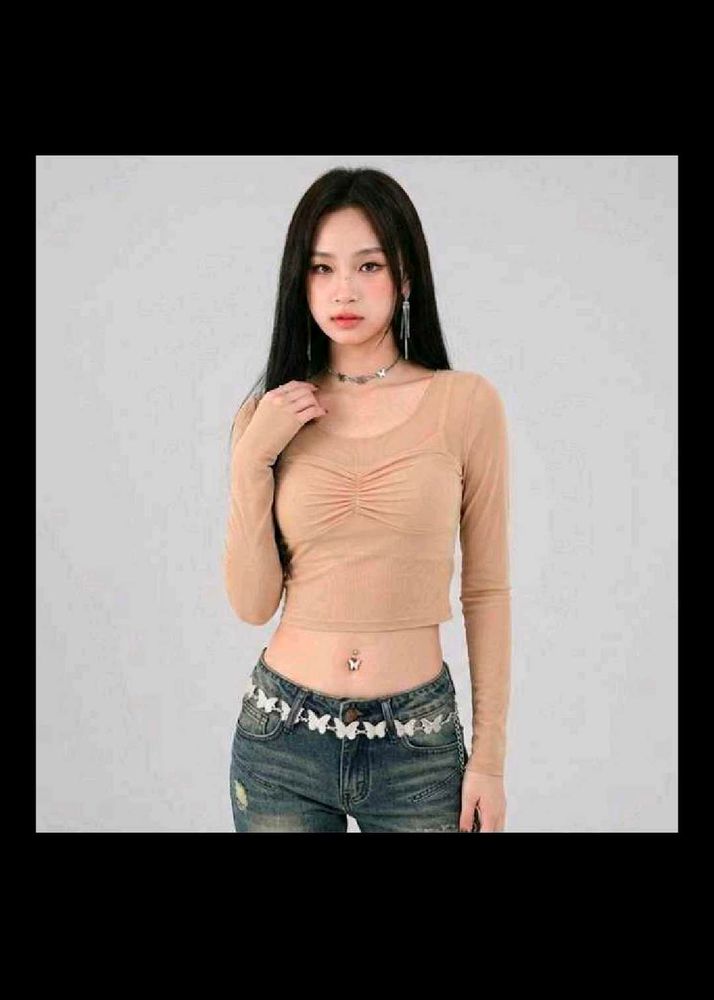 super soft stretchable Sheer bodycon Crop Top