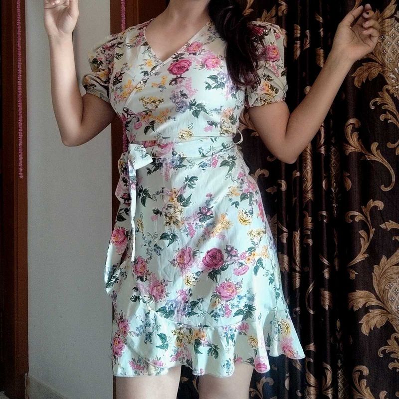 Floral Wrap Mini Dress