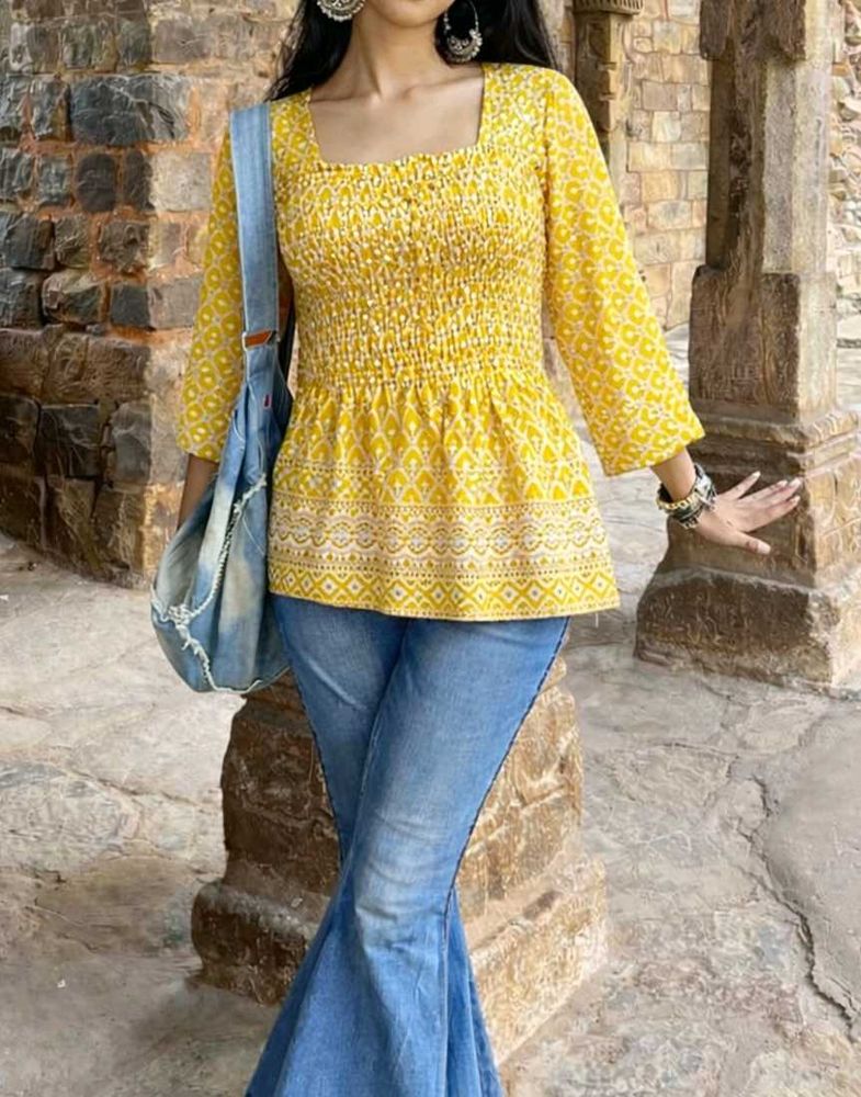 Sequin Chikankari Square Neck Top