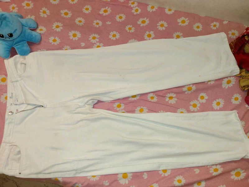 Women's White High Waist Straight Fit Jeans