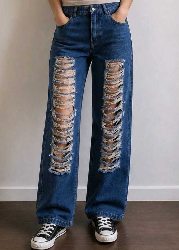 Ripped Wide Leg Jeans