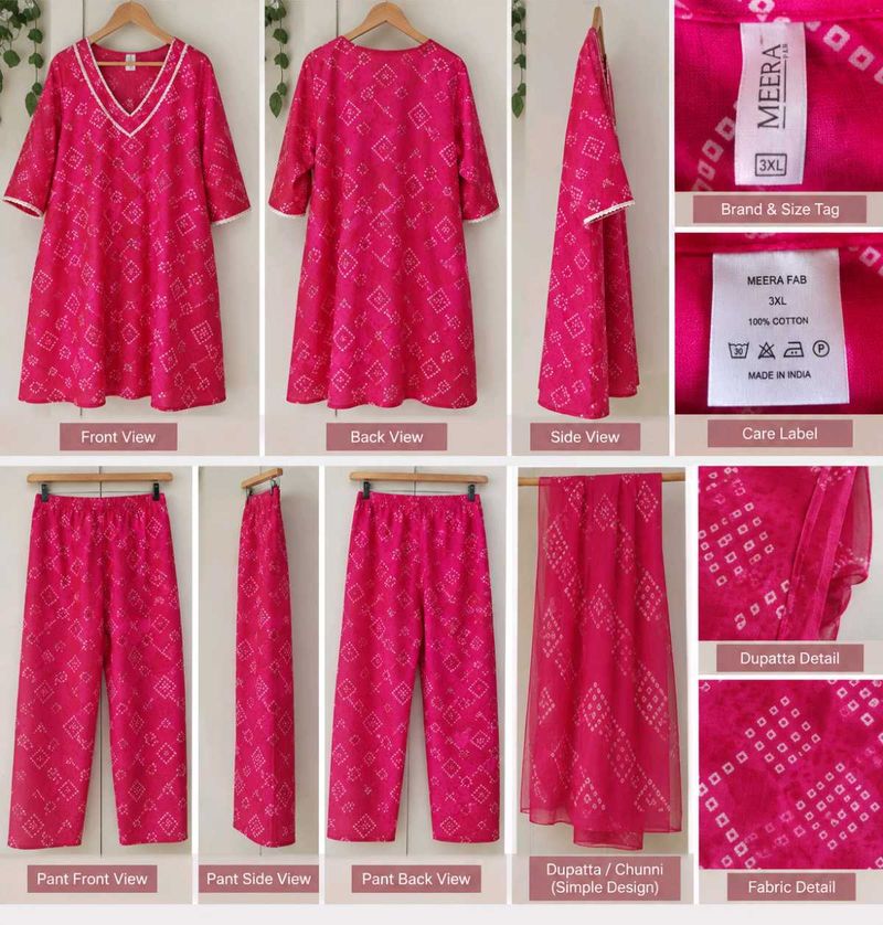 bandhani pattern women Kurta Set 3XL
