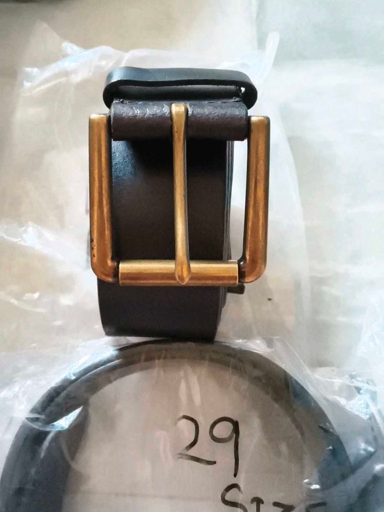 Classic Leather Belt with Gold Buckle