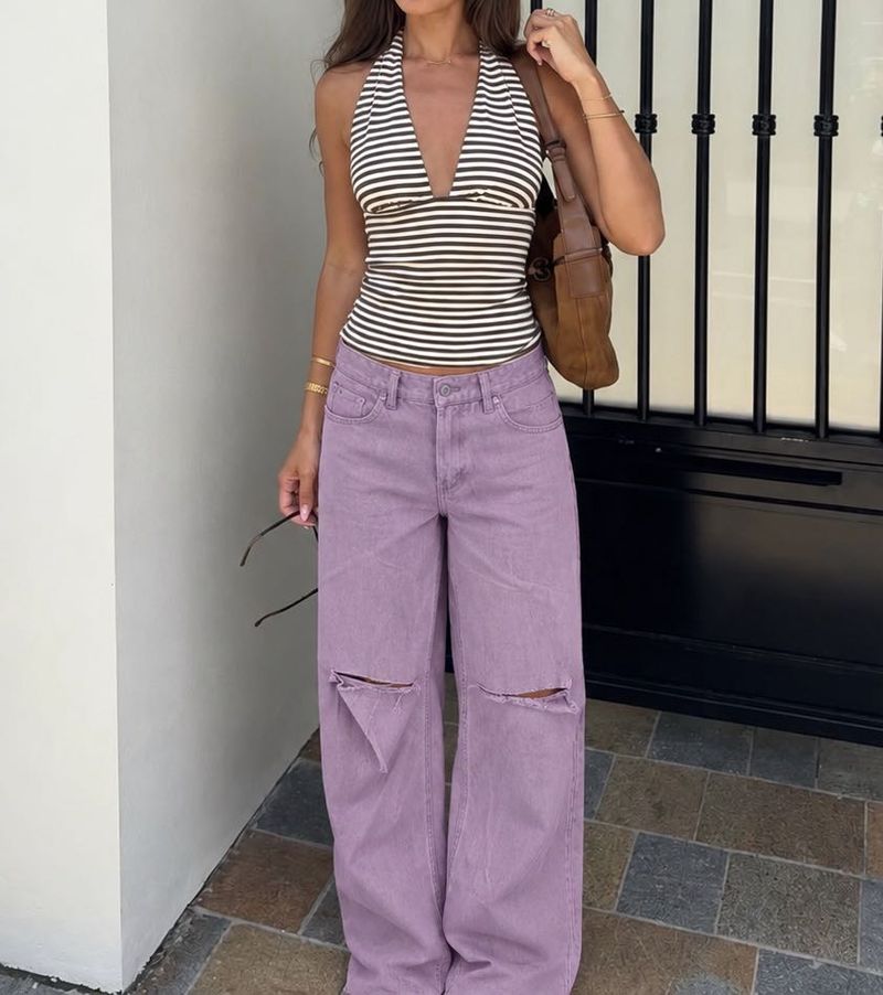 H&amp;M 💜Lilac Wide Leg Jean 💜|Ripped