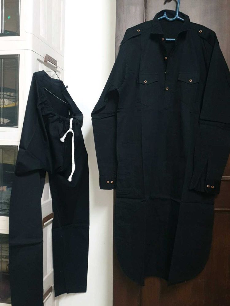 Black kurta and pants set 42 size
