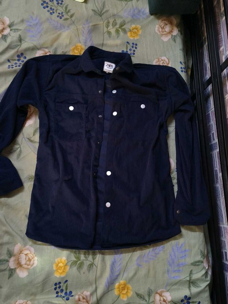 Men's Navy Blue Corduroy Shirt