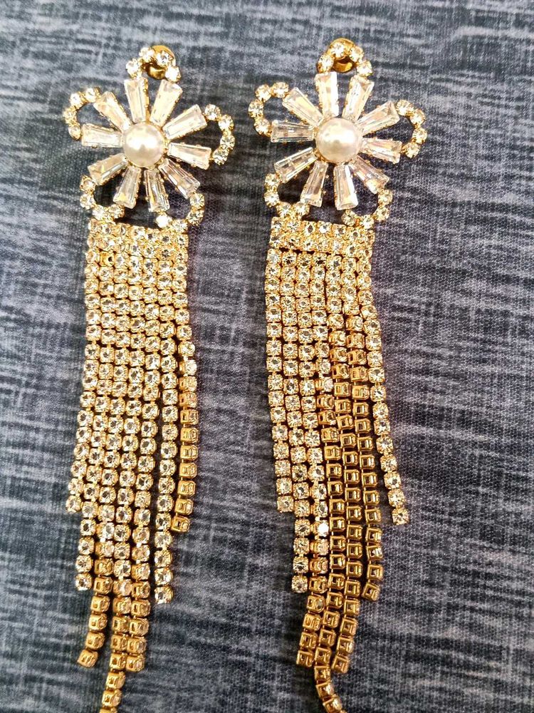 Sparkling Gold Tassel Earrings