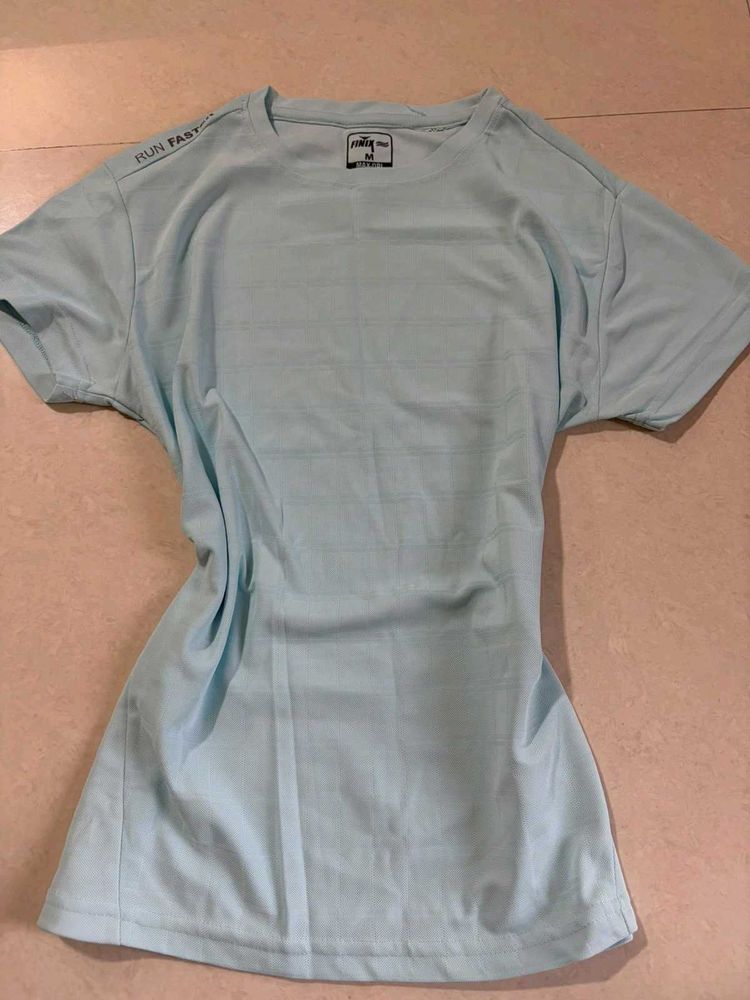 powder blue workout shirt