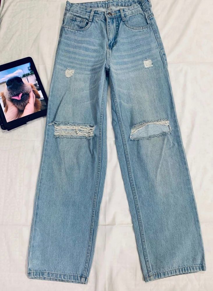 Ribbed Straight Jeans