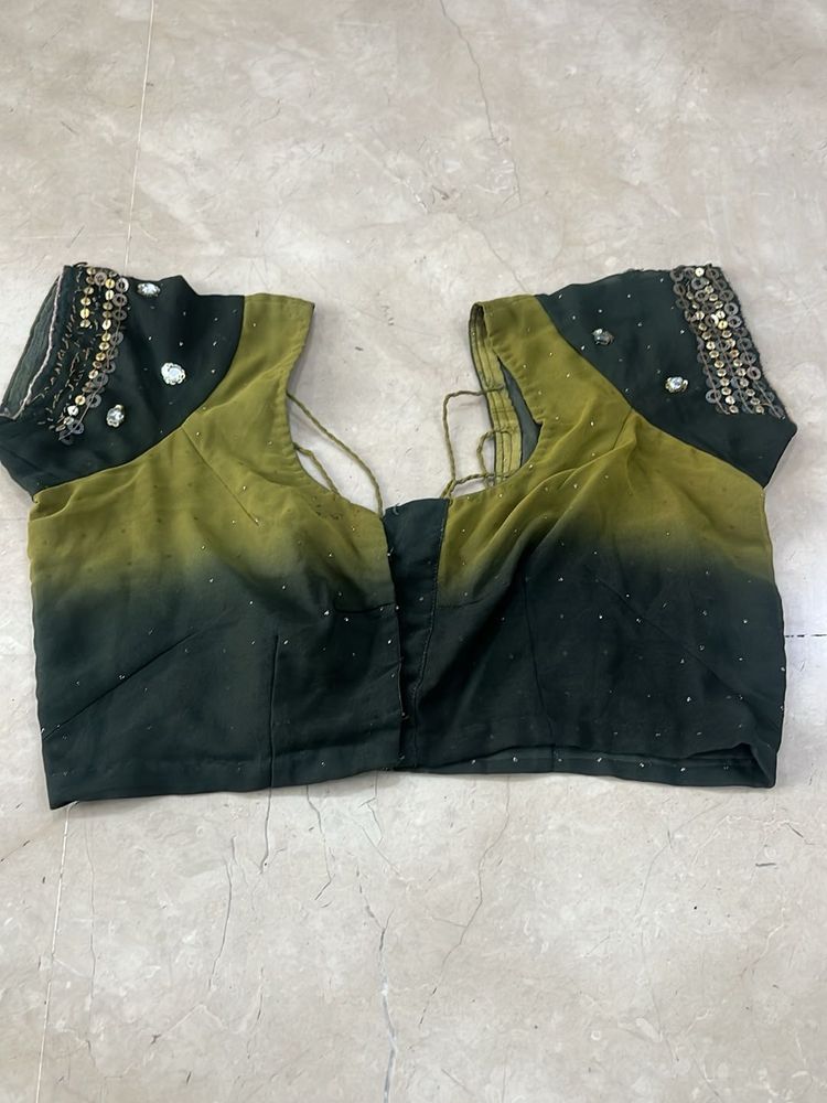 Embroidered Olive Green Blouse