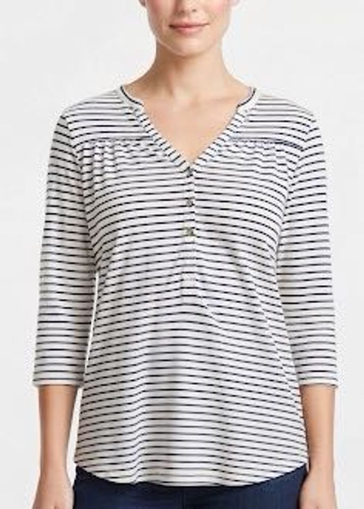 H&amp;M Striped V-Neck 3/4 Sleeve Top
