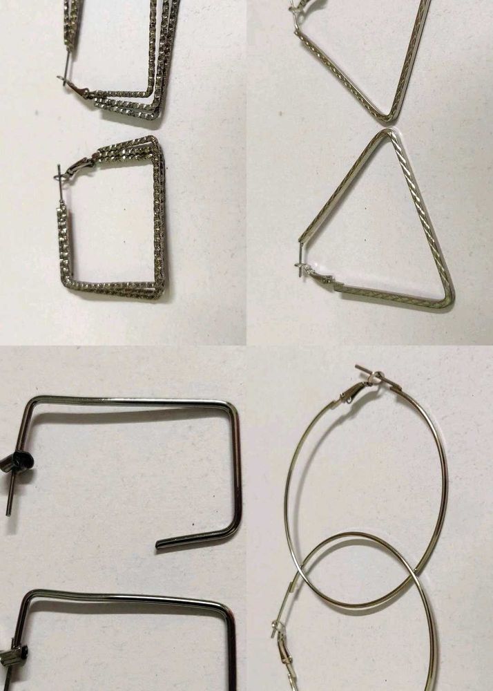 Set of 4 Geometric Hoop Earrings