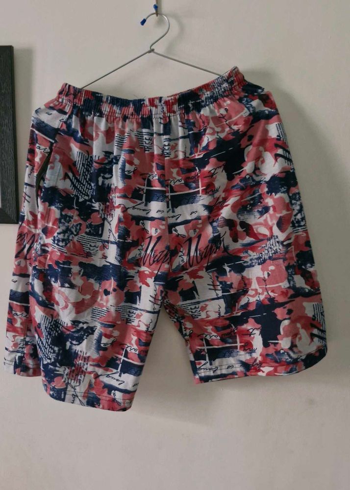 Abstract Print Elastic Waist Shorts