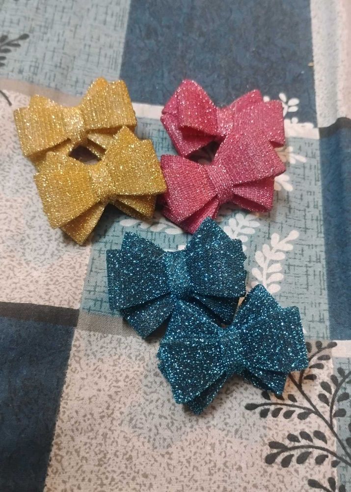 Sparkly Bow Hair Clips Set