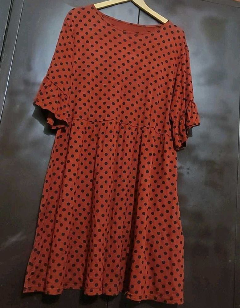 Rust Color Top Black Polka Dots For 42 Bust