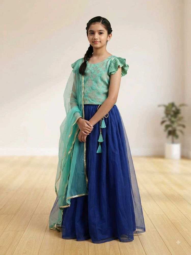 Royal Blue &amp; Teal Lehenga For Kids 💙 ✨