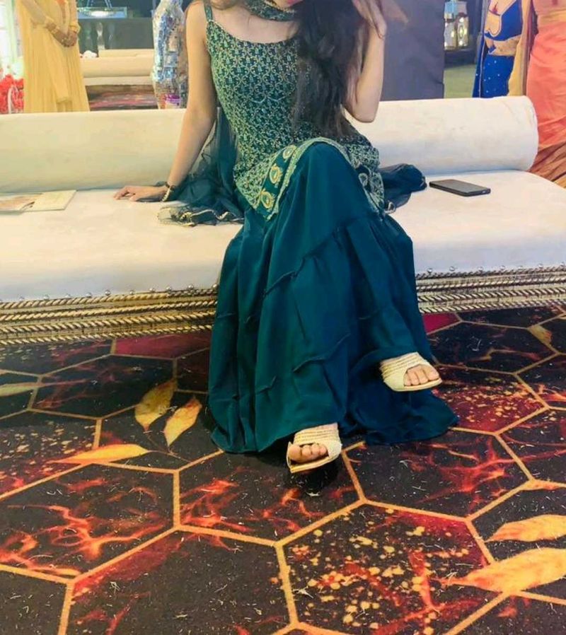 GREEN SHARARA SET